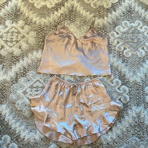 Silky Pajama Set with Ruffles!